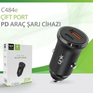 LinkTech C484 Çevre Dostu Çift Girişli PD 20W Araç Şarj Aleti