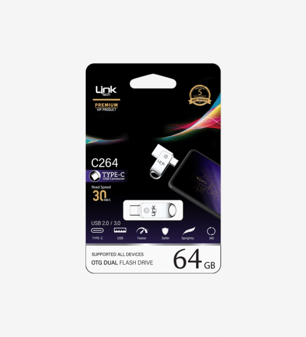 Link C264 Premium Dual 30mb/s 64GB Tip-C USB OTG Flash Bellek