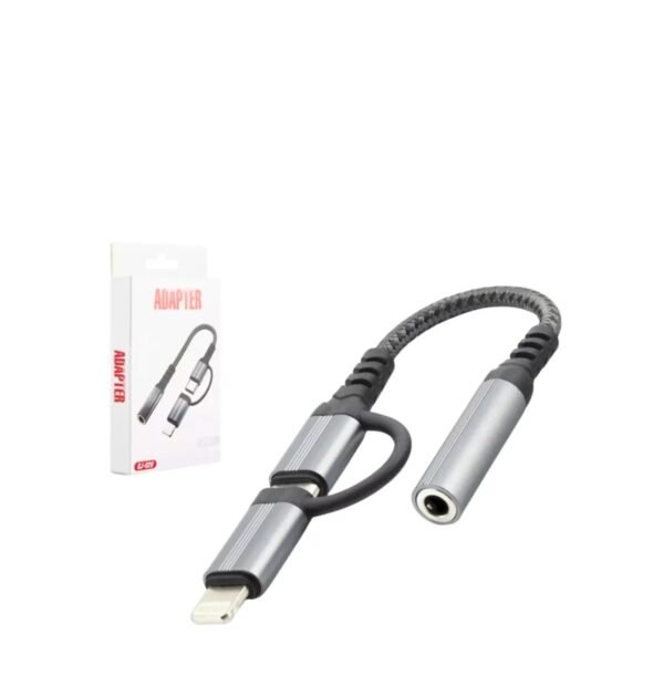 HADRON GJ-026 Type-C + Lightning 3.5mm Ses Adaptör Kablosu Siyah