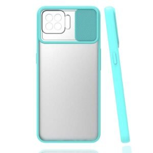 Oppo - Reno 4 Lite - Turkuaz Sürgülü Kapaklı Kılıf