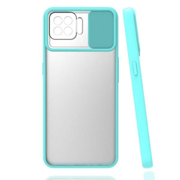 Oppo - Reno 4 Lite - Turkuaz Sürgülü Kapaklı Kılıf