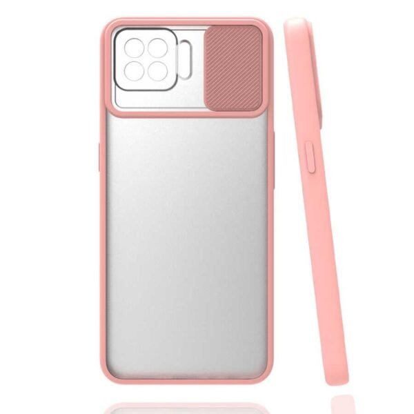 Oppo - Reno 4 Lite - Sürgülü Kapaklı Kılıf - Açık Pembe