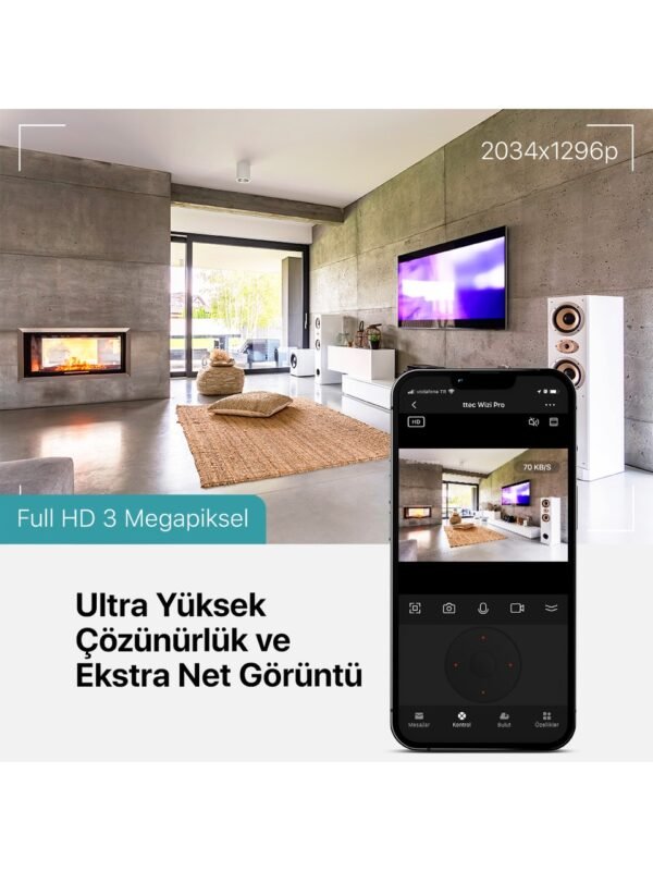 Ttec Wifi Kamera - Wizi Pro 2AGK02 Full HD Wi-Fi Güvenlik Kamerası (2 Yıl Garantili+1 Yıl Garanti) - Görsel 2