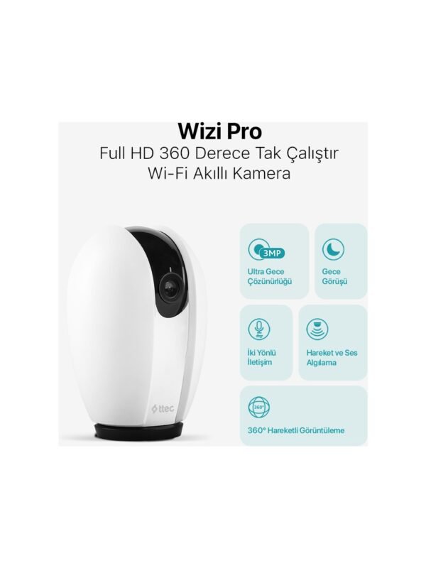 Ttec Wifi Kamera - Wizi Pro 2AGK02 Full HD Wi-Fi Güvenlik Kamerası (2 Yıl Garantili+1 Yıl Garanti)